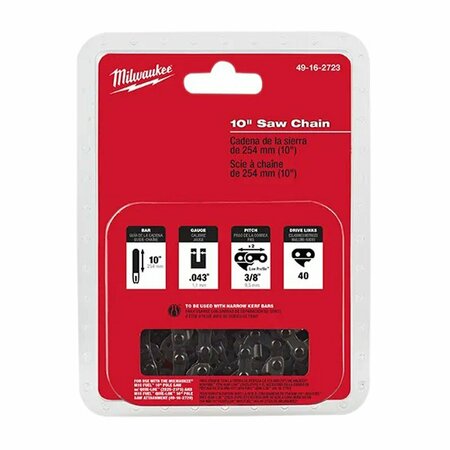MILWAUKEE TOOL 10 in. Chain, 3/8 in. Pitch For Pole Saw ML49-16-2723